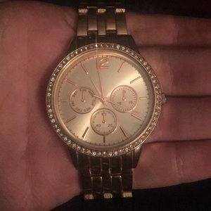 Gold Tone Watch w/ Gemstones (CZ)
